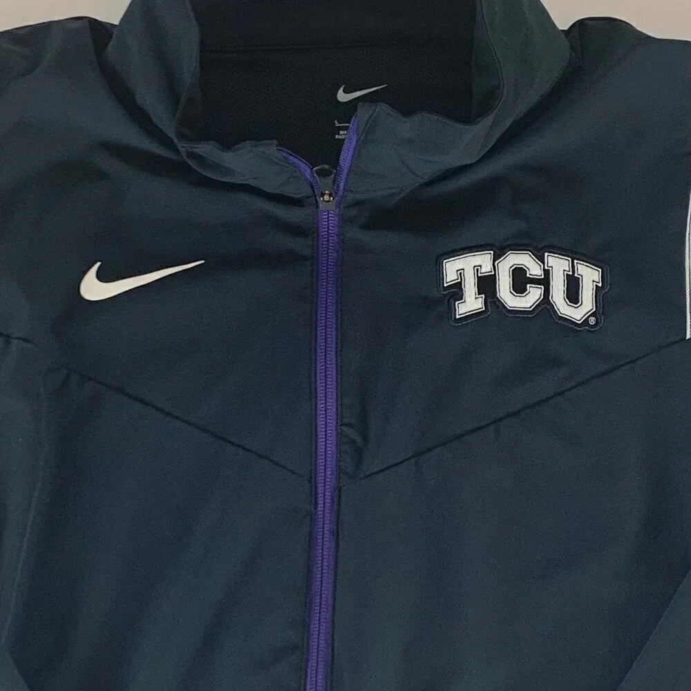 TCU Horned Frogs NCAA Black Purple Nike Full Zip Jacket Mens Large